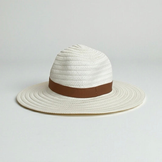 NWT Madewell Antique Cream & Brown Packable Braided Paper Sun Hat