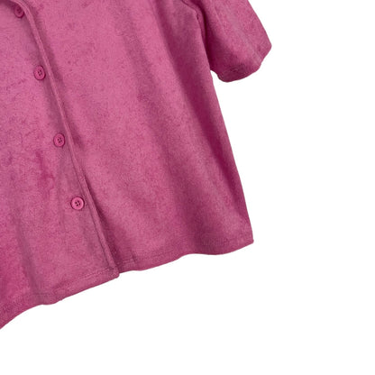Barbie Mattel Pink Short Sleeve Button Down Collared Top