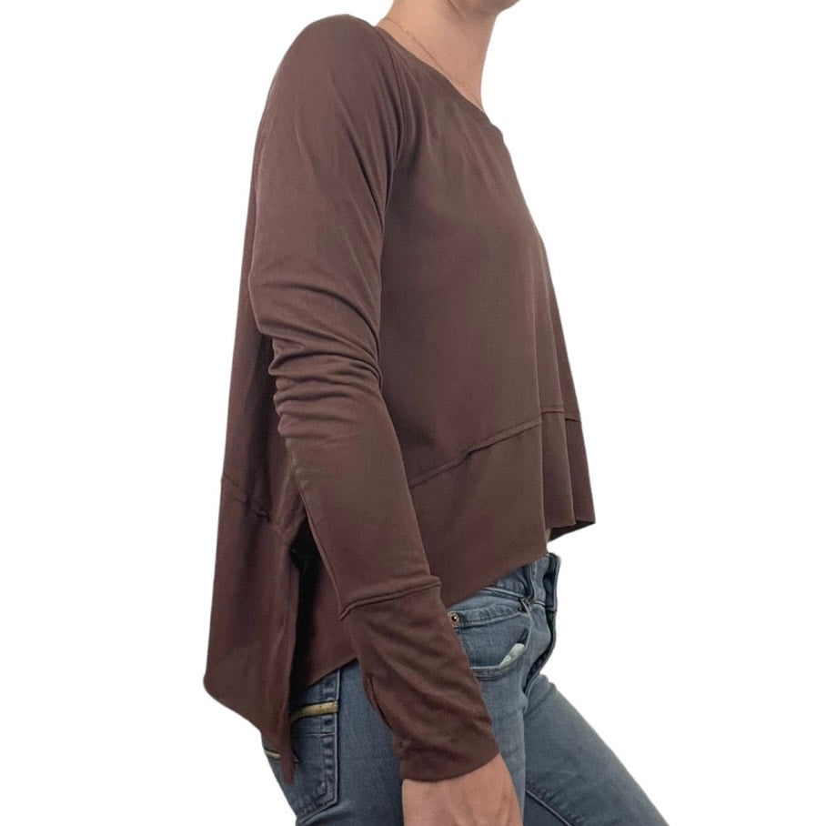 Adidas Soft Brown Long Sleeve Asymmetrical Top