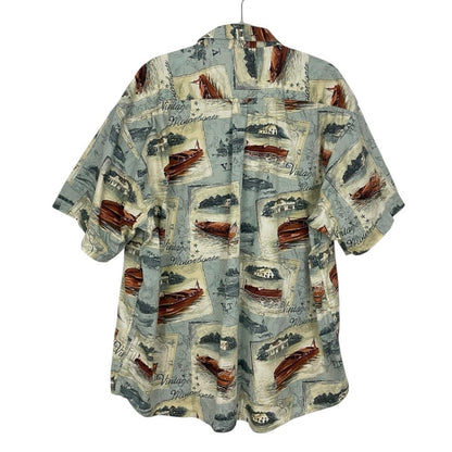 North River Mens Vintage Motorboats Button Down Shirt