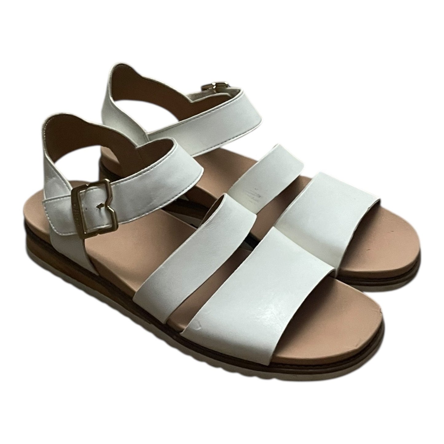 Dr. Scholl's Island Glow White & Beige Faux Leather Strappy Sandals