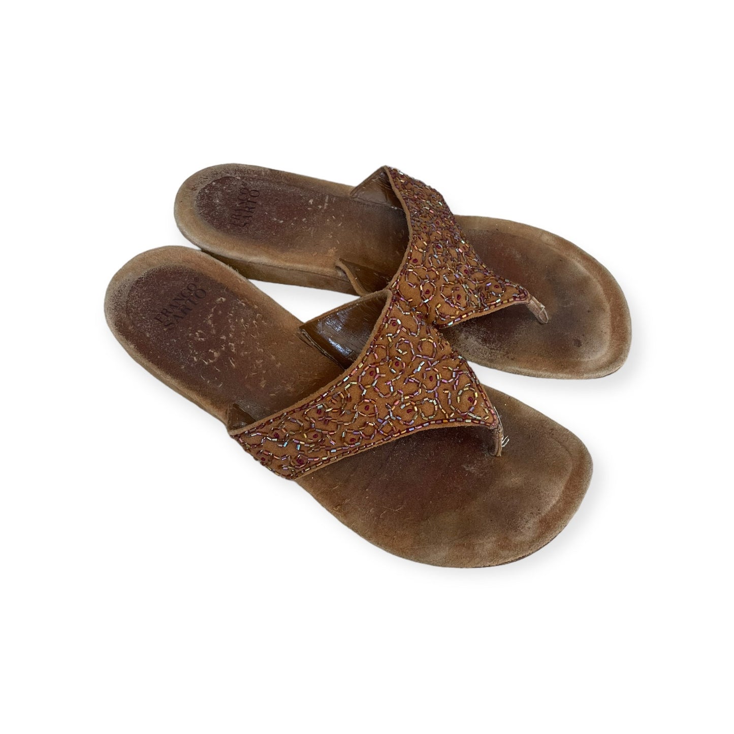 Franco Sarto Brown Leather Embellished Sandals