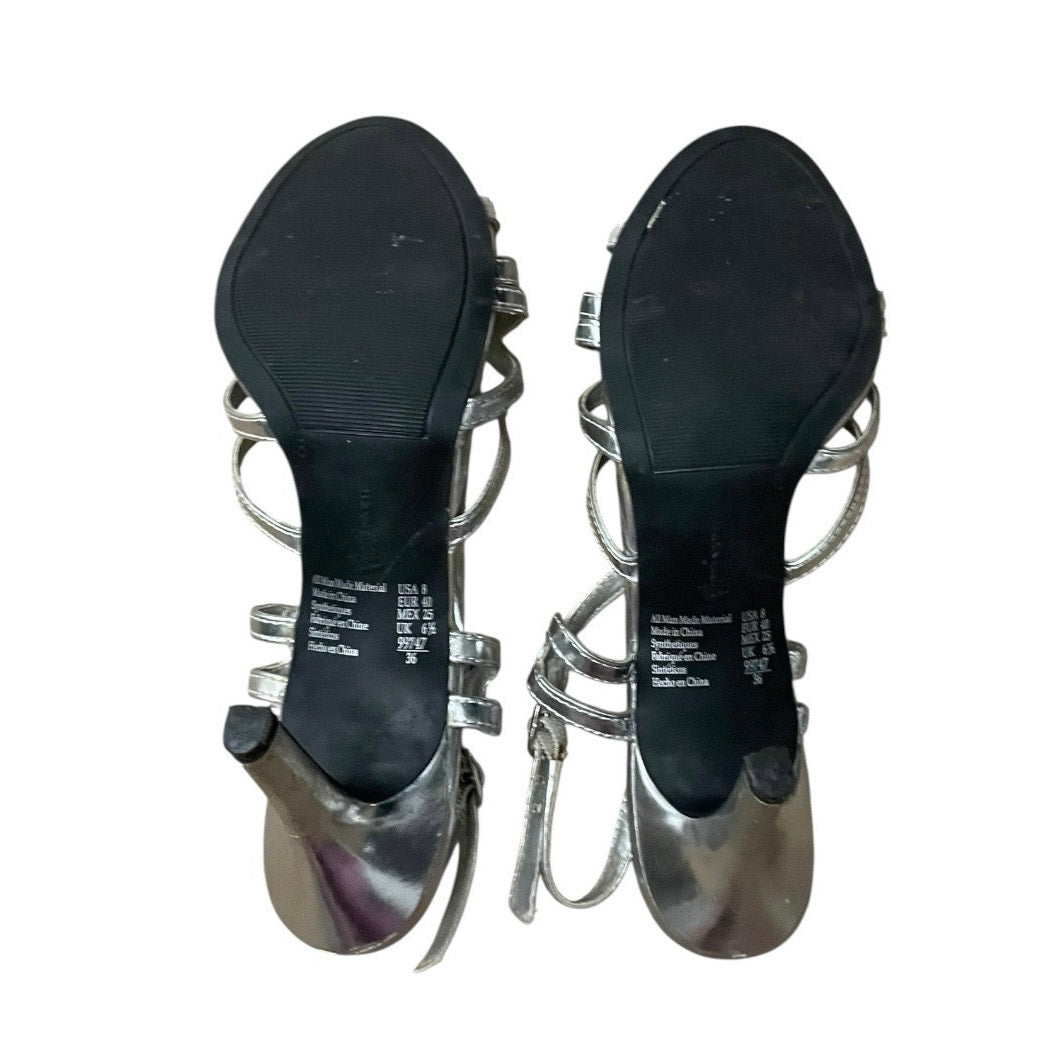 Fioni Night Silver Strappy Open Toe Stiletto High Heels