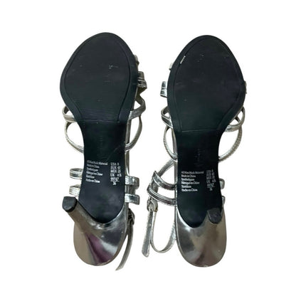 Fioni Night Silver Strappy Open Toe Stiletto High Heels