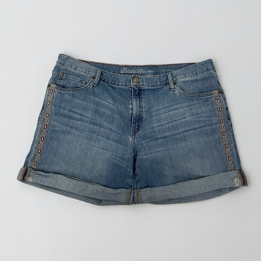 Eddie Bauer Embroidered Cuffed Denim Boyfriend Mini Shorts