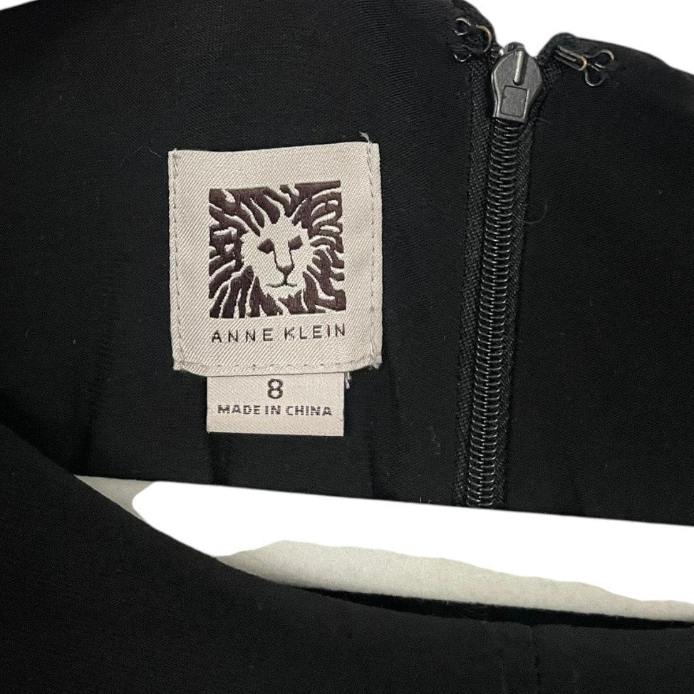 Anne Klein Black A-Line Cap Sleeve Midi Dress