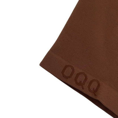 OQQ Brown Active Ribbed Cropped Top