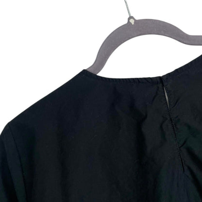 Trafaluc by Zara Black Mini Dress with Lace Up Floral Embroidered Long Sleeves