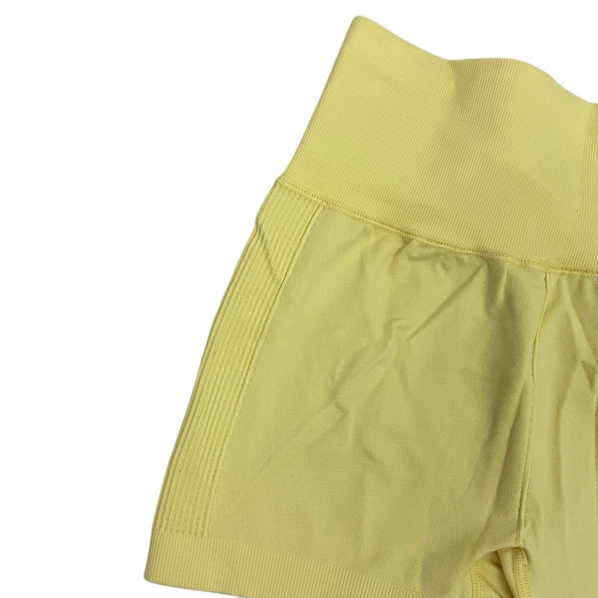 Forever 21 Yellow Ribbed Athletic Mini Spandex Shorts