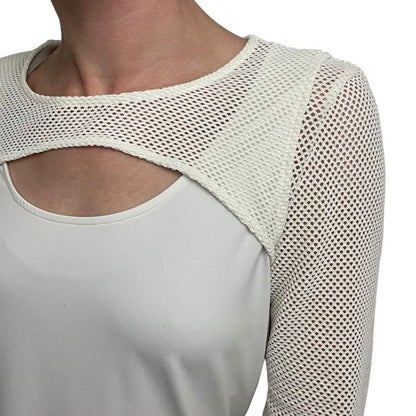 Doncaster White Cutout Mesh Long Sleeve Top