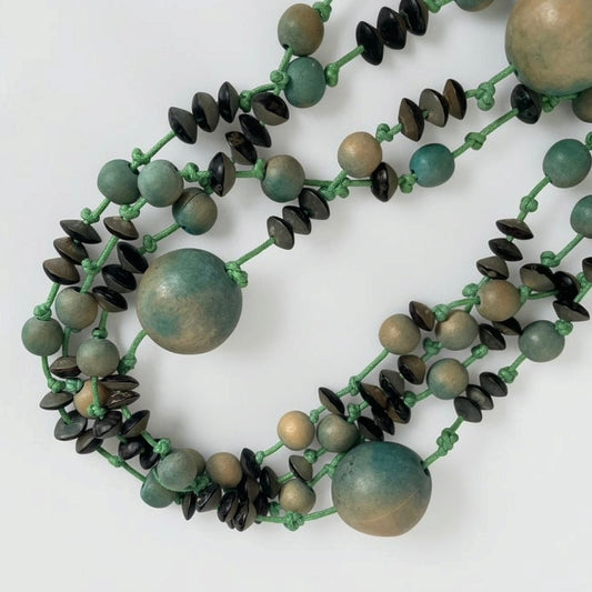 Green & Brown Wooden Beaded Layering Necklace