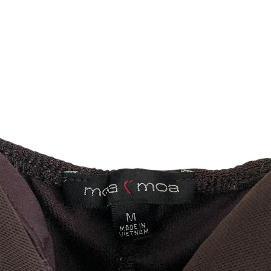 Moa Moa Sheer Brown Ruched Clasp Button Down Padded Tank Top