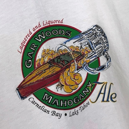 Vintage 90s White Gar Woods Mahogany Ale Lake Tahoe Beer Graphic Tee