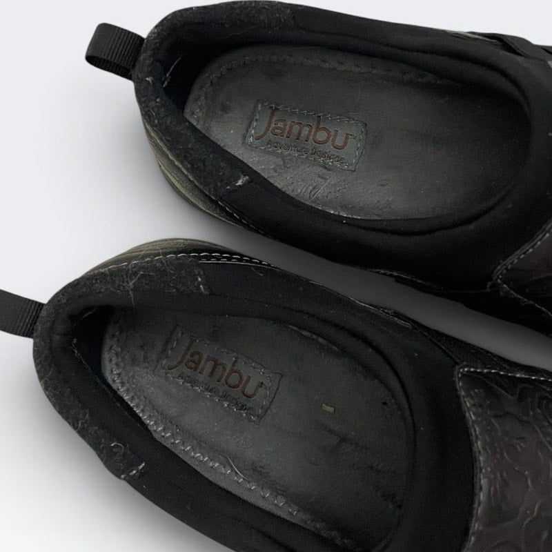 Jambu Black All Terra Design Floral Embossed Comfort Shoes