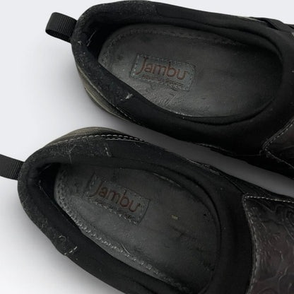 Jambu Black All Terra Design Floral Embossed Comfort Shoes