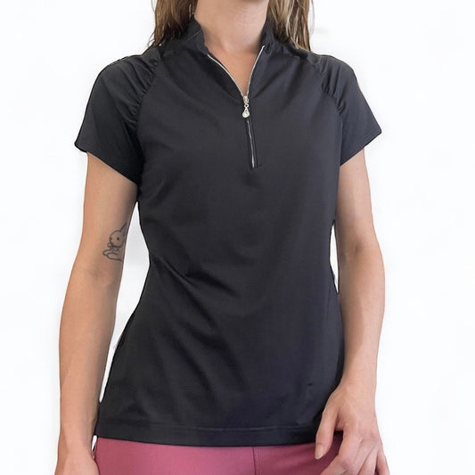 Sport Haley Black Short Sleeve Active Golf Quarter Zip Top