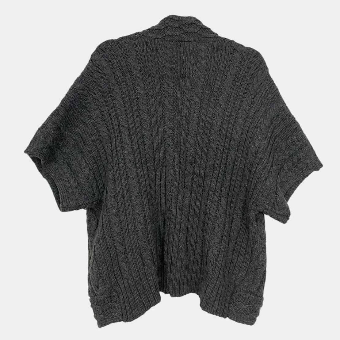 Coldwater Creek Grey Cable Knit Short Sleeve Cardigan Sweater