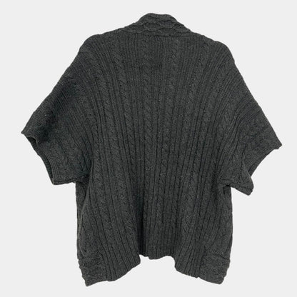 Coldwater Creek Grey Cable Knit Short Sleeve Cardigan Sweater