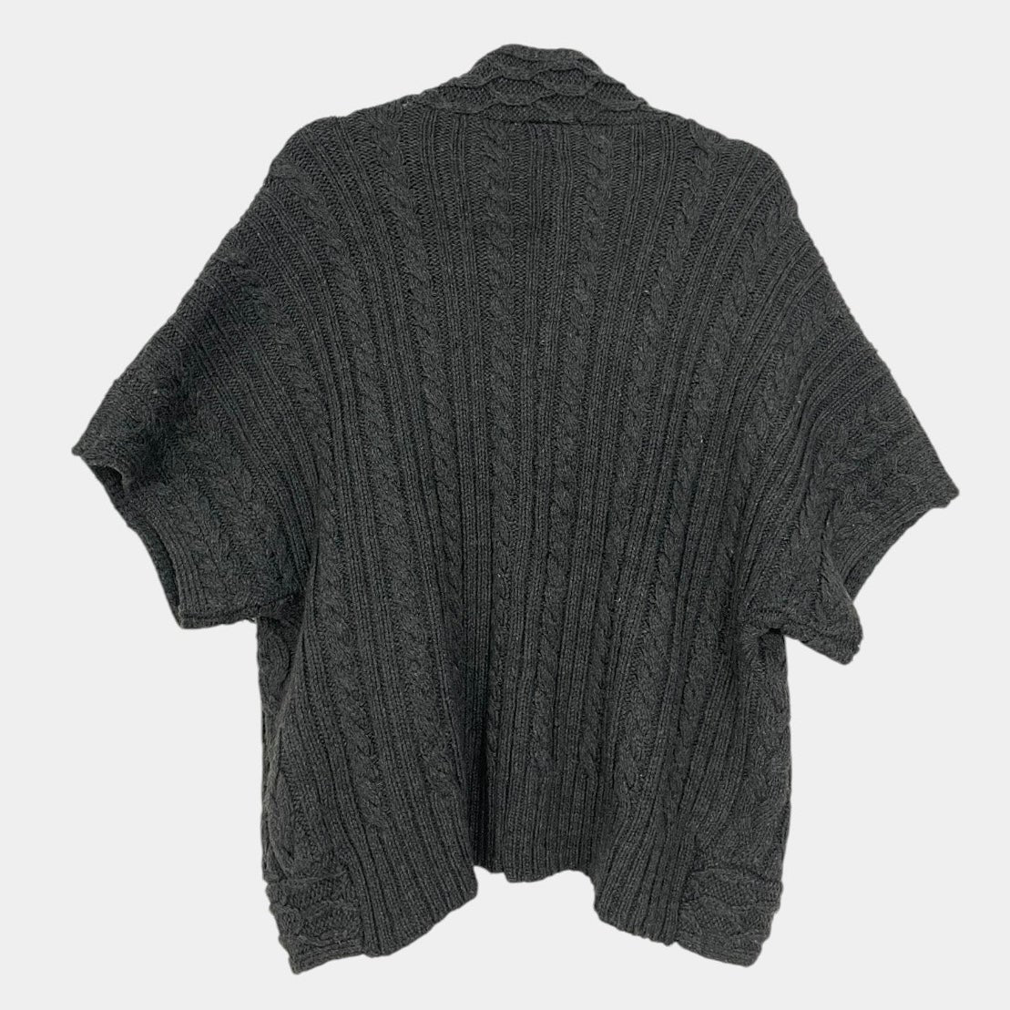 Coldwater Creek Grey Cable Knit Short Sleeve Cardigan Sweater
