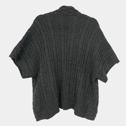 Coldwater Creek Grey Cable Knit Short Sleeve Cardigan Sweater