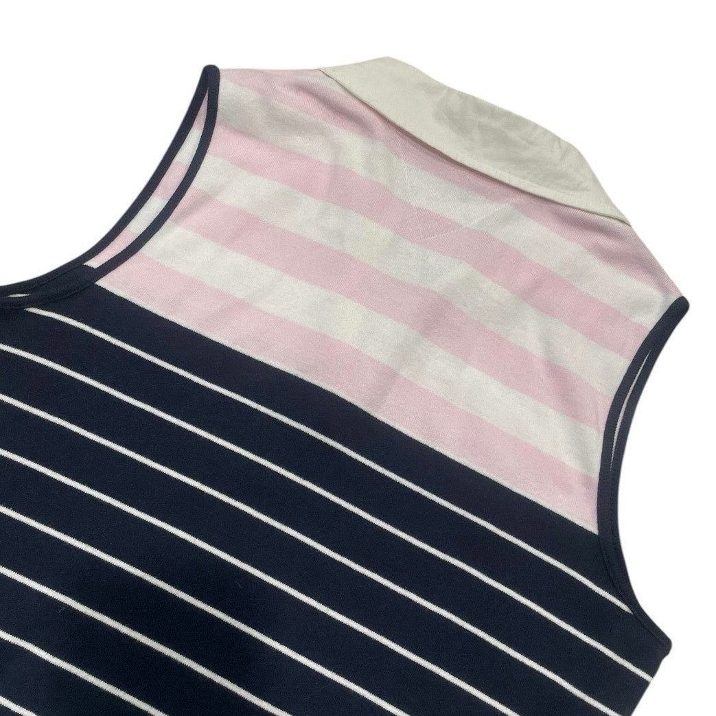 Tommy Hilfiger Navy Blue and Pink Striped Knit Golf Mini Dress