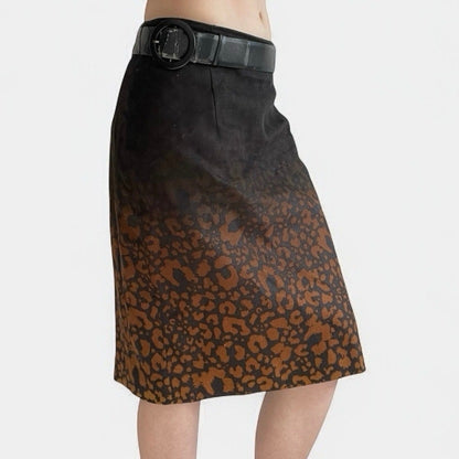 Classiques Entier Brown Ombre Cheetah Print Skirt with Belt