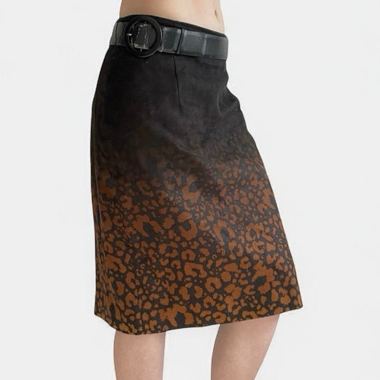 Classiques Entier Brown Ombre Cheetah Print Skirt with Belt