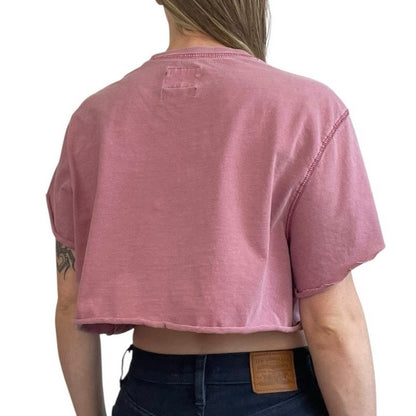 Goodfellow & Co Pink Distressed Cropped Short Sleeve Tee