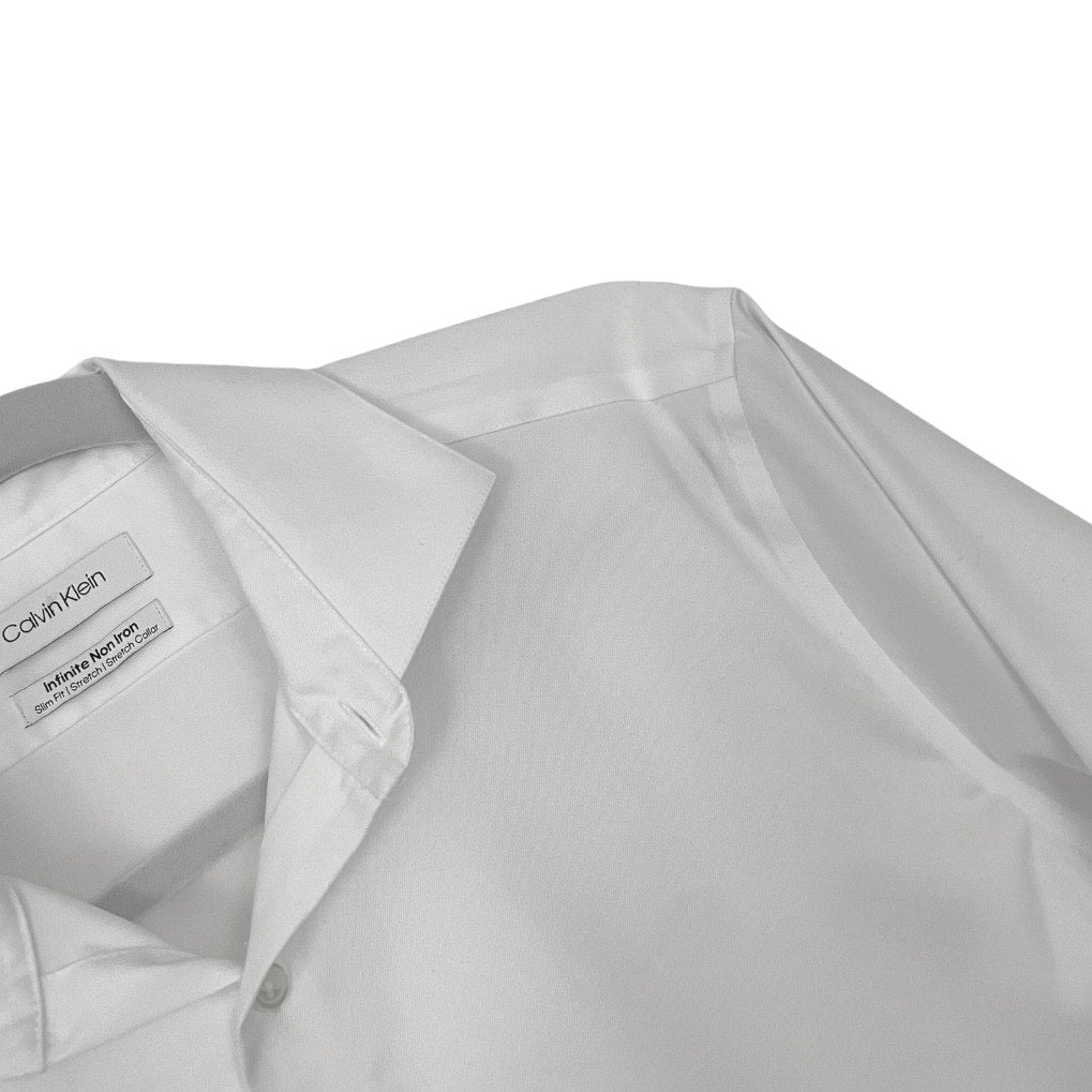 Calvin Klein Mens White Slim Fit Button Down Dress Shirt