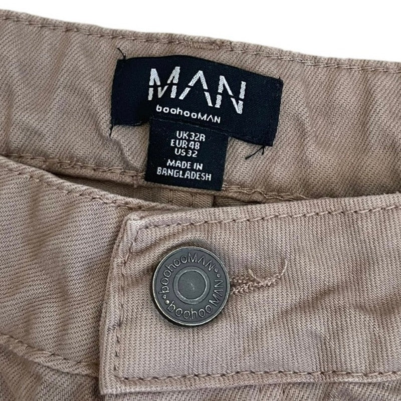 Boohoo Man Mens Beige Cargo Pants