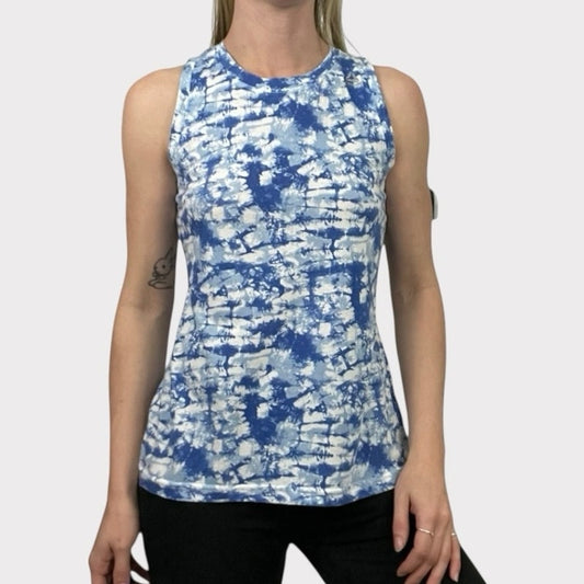 Reebok Blue & White Tie Dye Tank Top