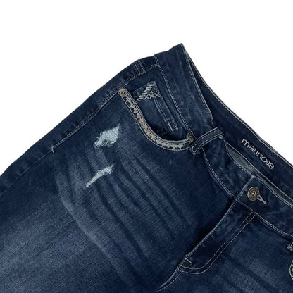 Maurices Straight Leg Ankle Metallic Embroidered Pocket Jeans