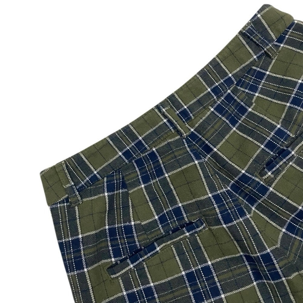 ASOS Green & Navy Blue Plaid High Rise Trousers