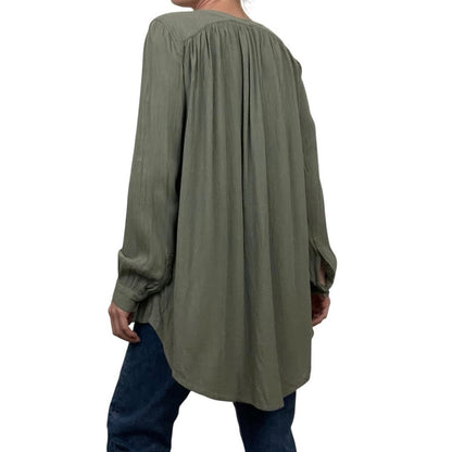 Free People Green Long Sleeve Billowy Blouse