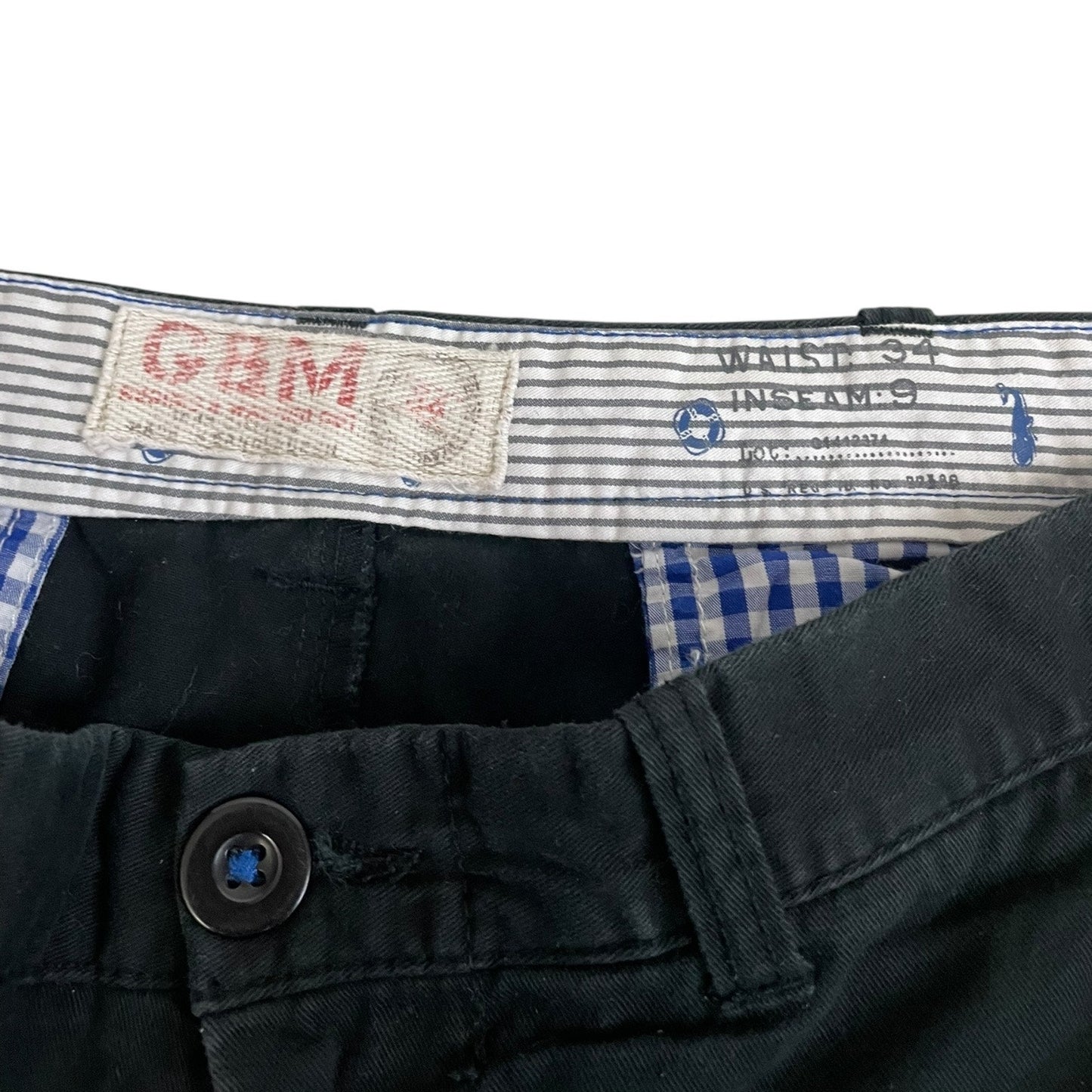 G&M Mens Black Stanley Chino Cotton Twill Shorts