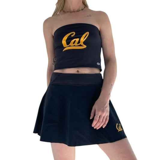 Champion Cal Berkeley Navy Blue & Yellow Bandeau Top & Mini Skort Matching Set