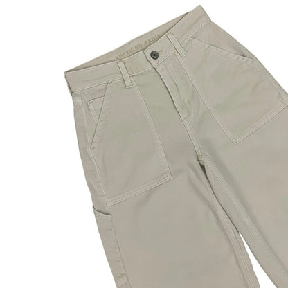 American Eagle Cream Stretch Super High Rise Baggy Wide Leg Pants
