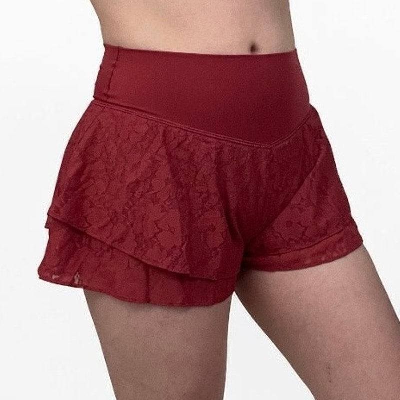 Offline by Aerie Real Me Burgundy Lace Mini Shorts