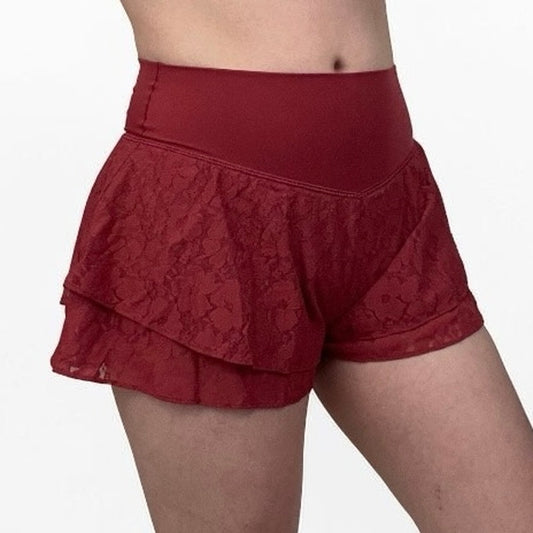 Offline by Aerie Real Me Burgundy Lace Mini Shorts