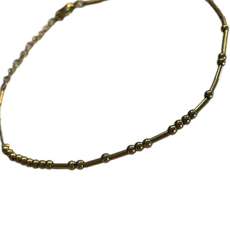 Gold Beaded Thin Bracelet