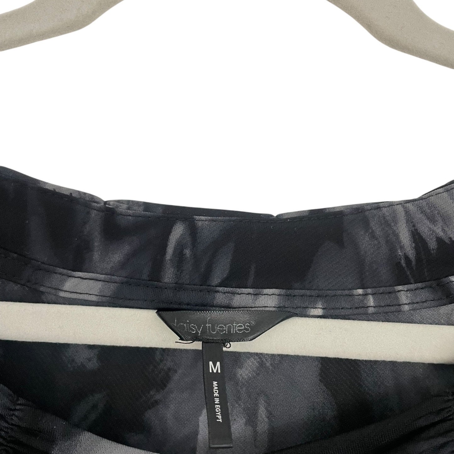 Daisy Fuentes Grey & Black Cropped Sleeve Ruched Neck Blouse