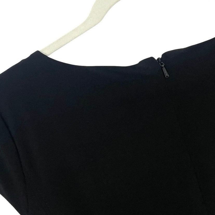 Anne Klein Black A-Line Cap Sleeve Midi Dress