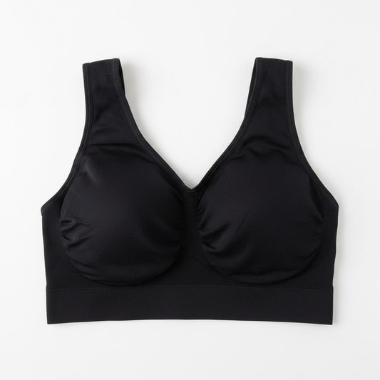 Black Seamless Padded Support Bra