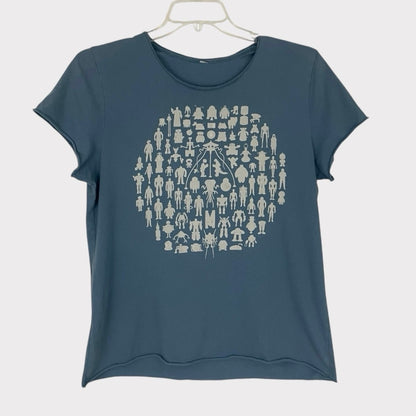 Soft Blue Short Sleeve Sci-Fi Graphic Tee