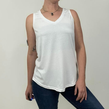 White V-Neck Tank Top