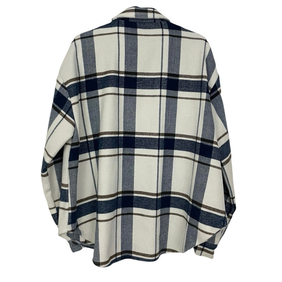 Love Tree Navy Plaid Button Down Jacket