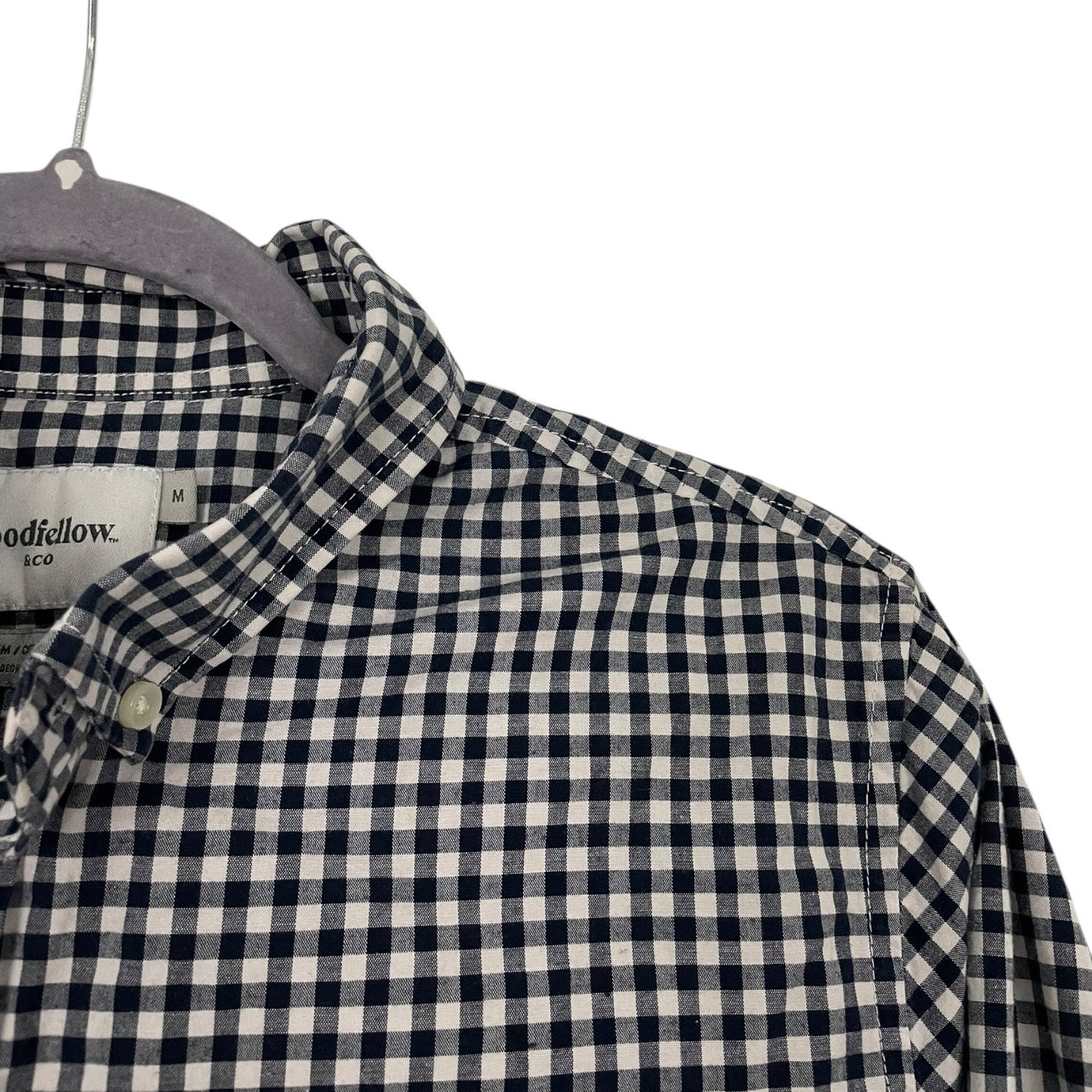 Goodfellow & Co Mens Navy & White Gingham Slim Fit Button Down Shirt