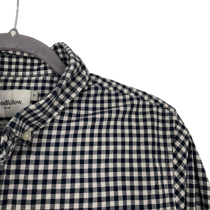 Goodfellow & Co Mens Navy & White Gingham Slim Fit Button Down Shirt