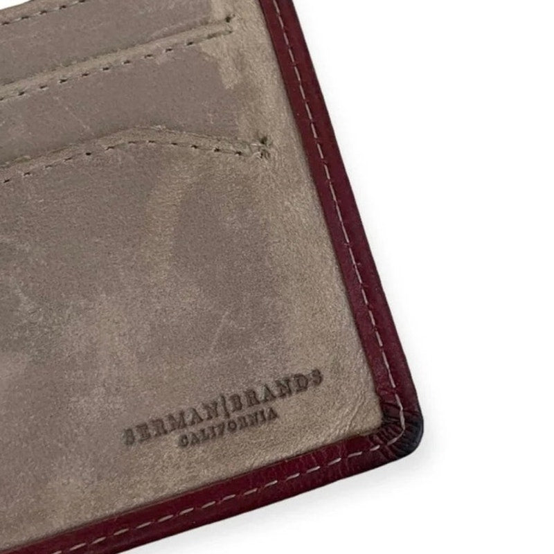 Serman Brand Mens Brown Genuine Leather Trifold Wallet