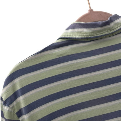 Polo by Ralph Lauren Custom Fit Mens Green & Blue Striped Short Sleeve Polo